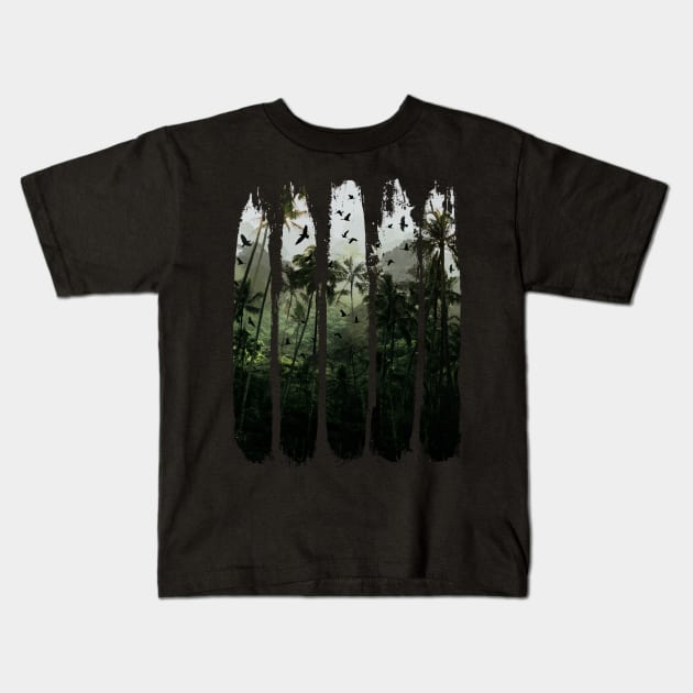 Palm Trees and Tropical Forest Kids T-Shirt by Area31Studios